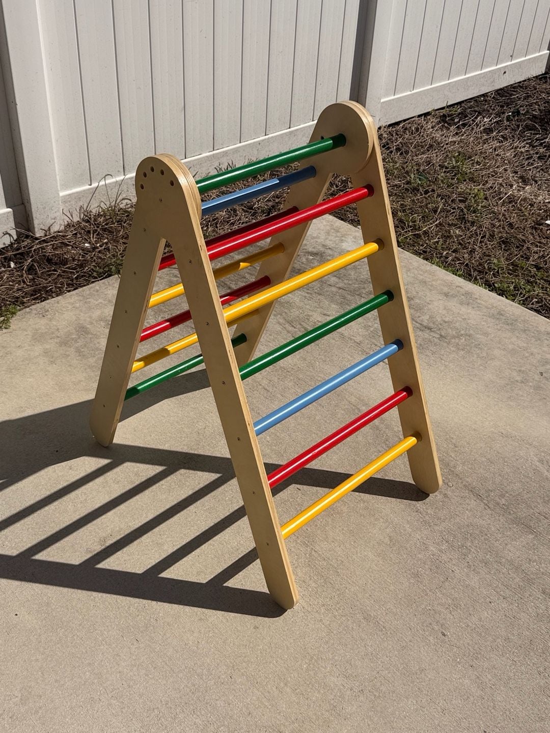 Wooden Pikler Triangle Arch and Ramp Set Rainbow Climber 5