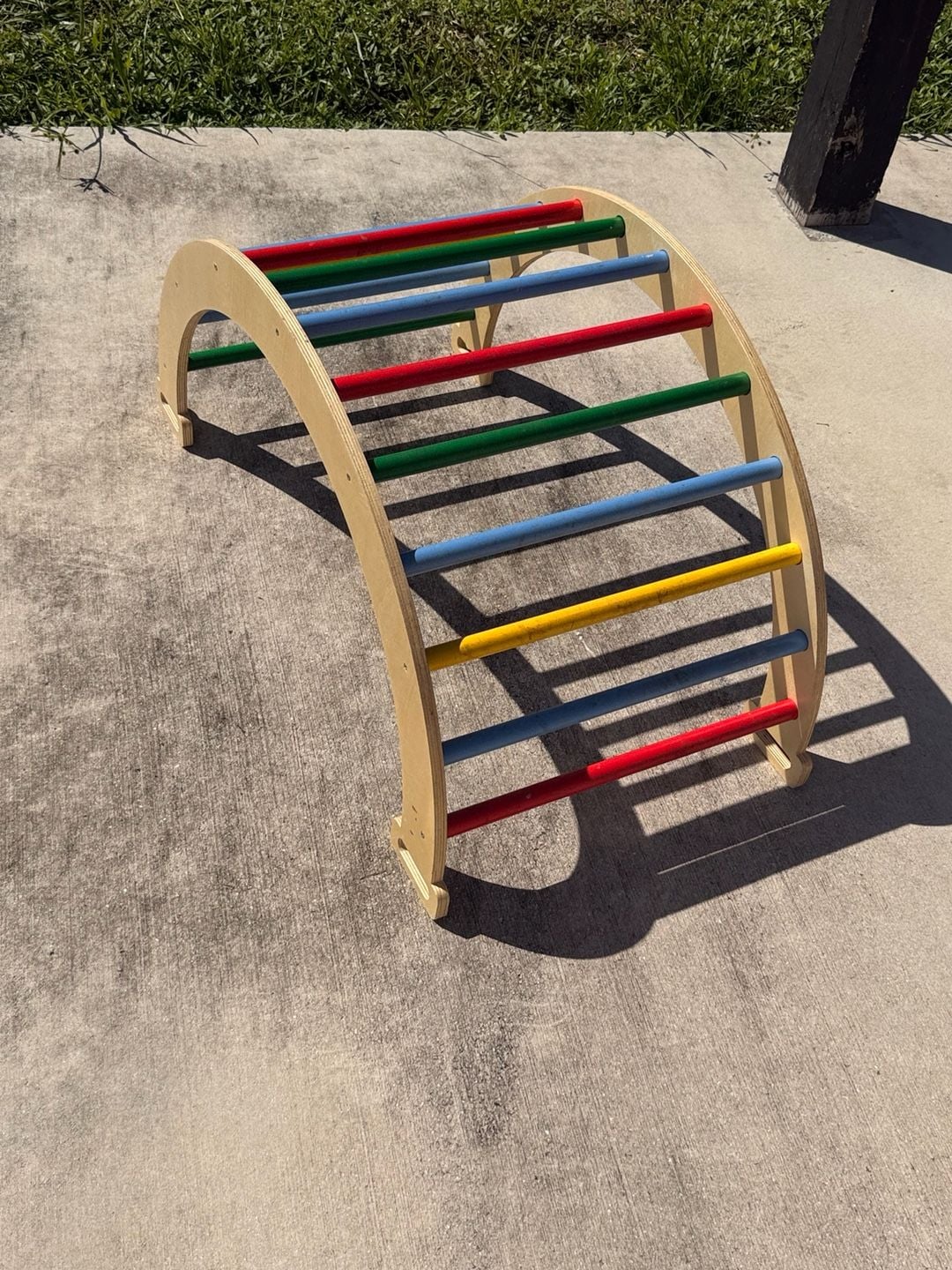 Wooden Pikler Triangle Arch and Ramp Set Rainbow Climber 7