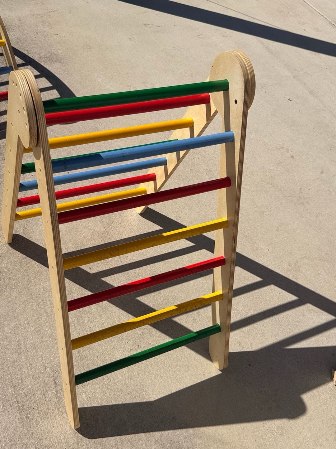 Wooden Pikler Triangle Arch and Ramp Set Rainbow Climber 8