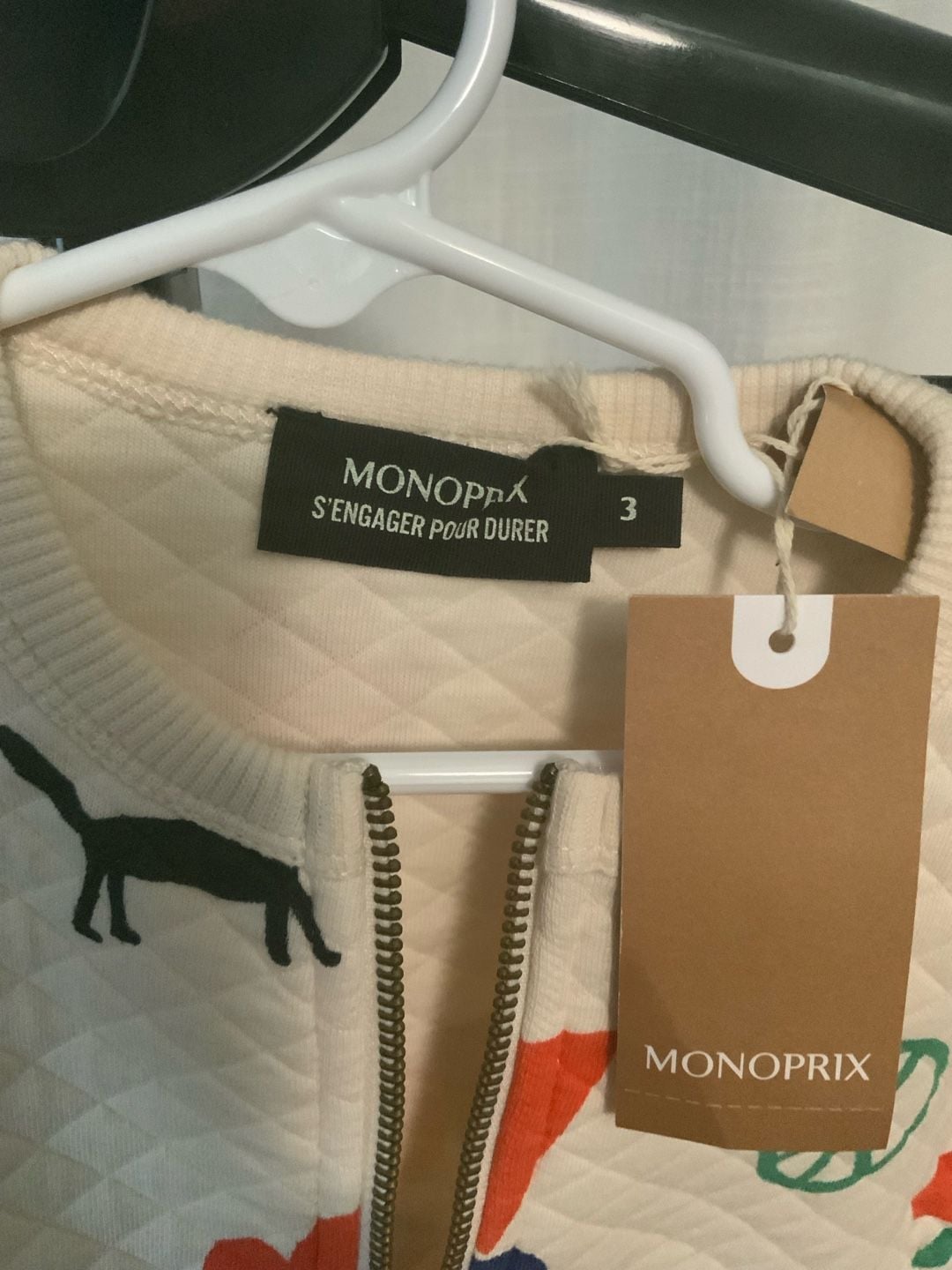 Monoprix Quilted Zip Jacket Girls Size 3 Ans 2