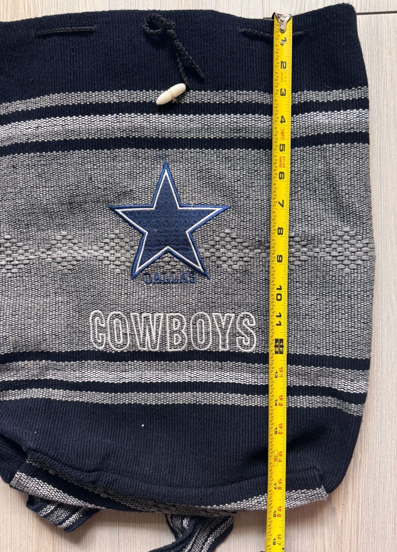 NFL Dallas Cowboys Knit Drawstring Backpack Gray Black Embroidered 7
