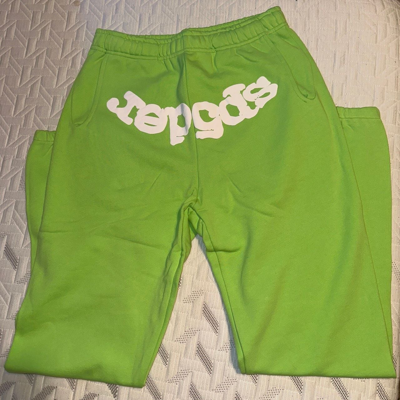 Sp5der Neon Green Sweatpants 3
