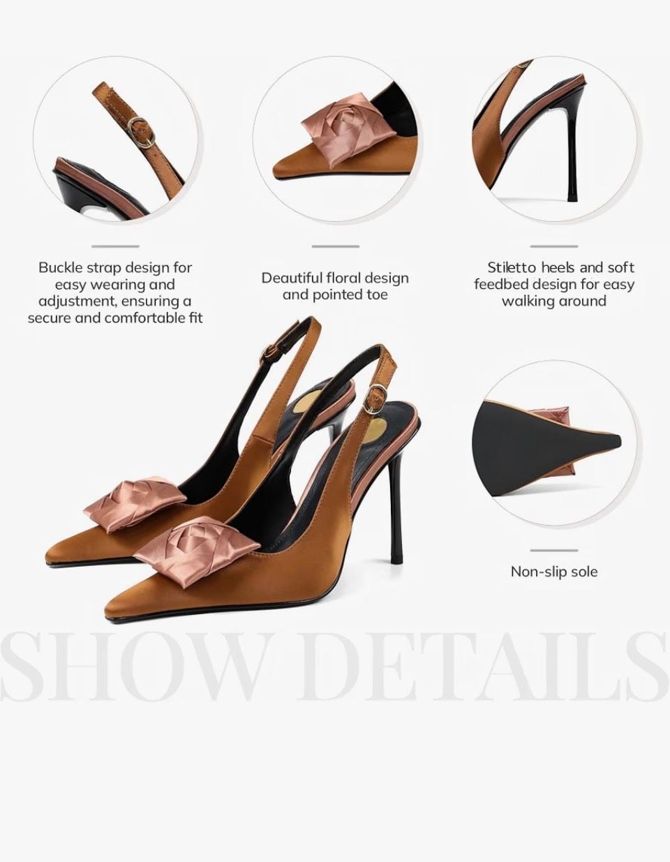 Satin Flower Decoration Pumps Evening Shoes Stiletto... From 59,16 € 4