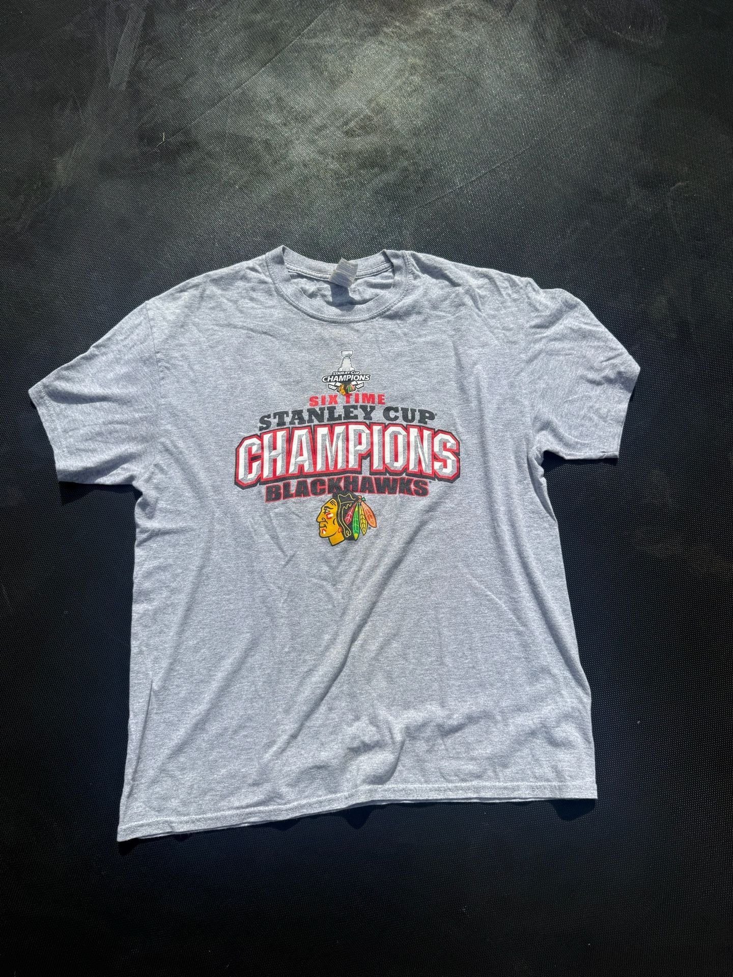 Gildan Chicago Blackhawks Stanley Cup Champions T-Shirt Size L Gray 2