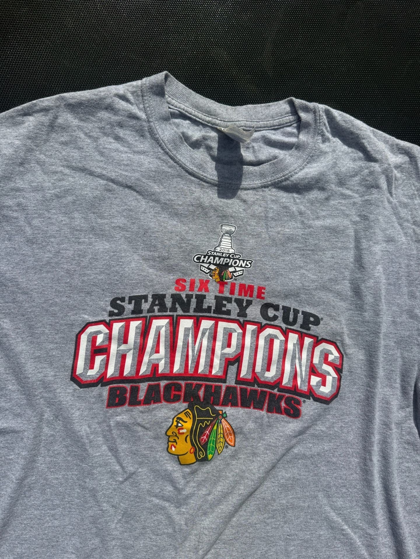 Gildan Chicago Blackhawks Stanley Cup Champions T-Shirt Size L Gray 3