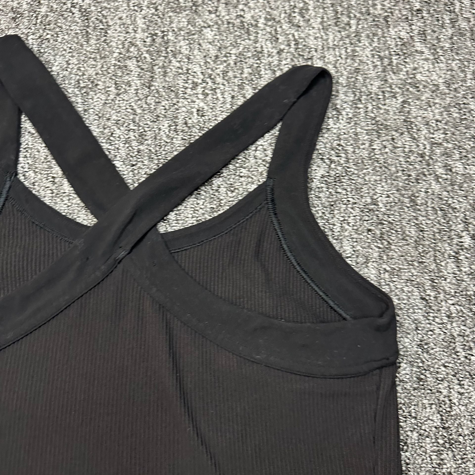 Athleta Crop Tank Top Black Criss Cross Back Ribbed 8