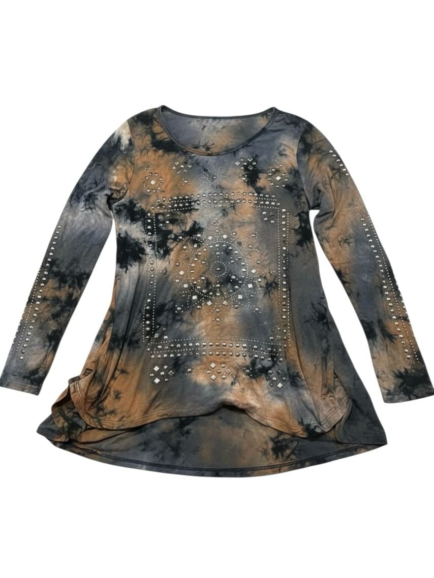 Vocal USA Tie-Dye Studded Long Sleeve Top 2