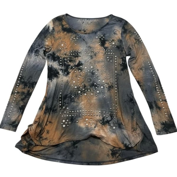 Vocal USA Tie-Dye Studded Long Sleeve Top