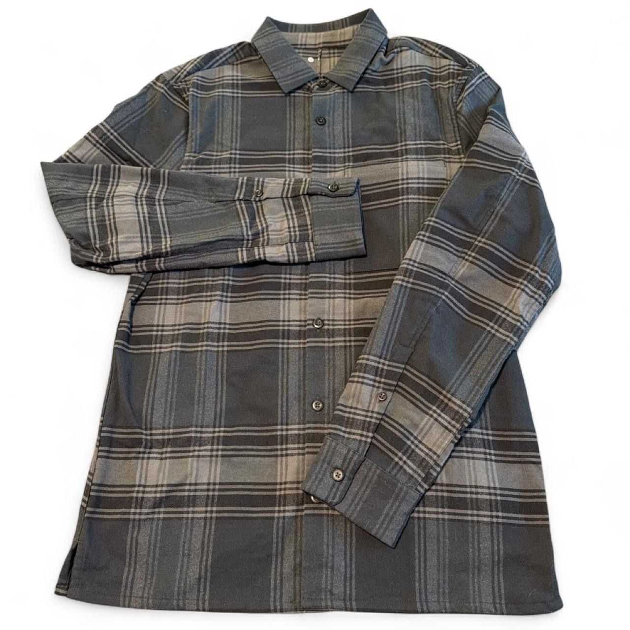 Lululemon Men's Gray Plaid Button Down Flannel Long Sleeve Mens Size Small 2