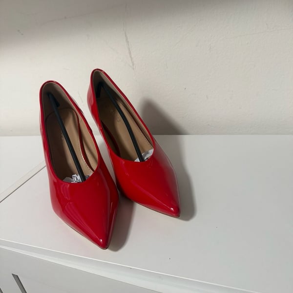 Berness Red Patent Pointed Toe Stiletto Pumps