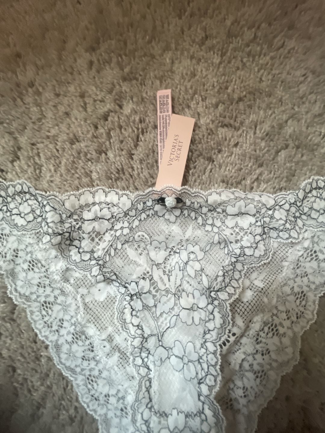 VICTORIA'S SECRET DREAM ANGELS LACE BIKINI PANTY LARGE IVORY WHITE NWT 10
