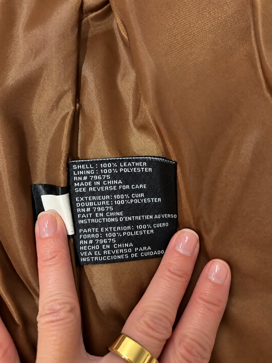 MICHAEL Michael Kors 100% Genuine Leather Moto Jacket Size Medium Cognac Tan 4