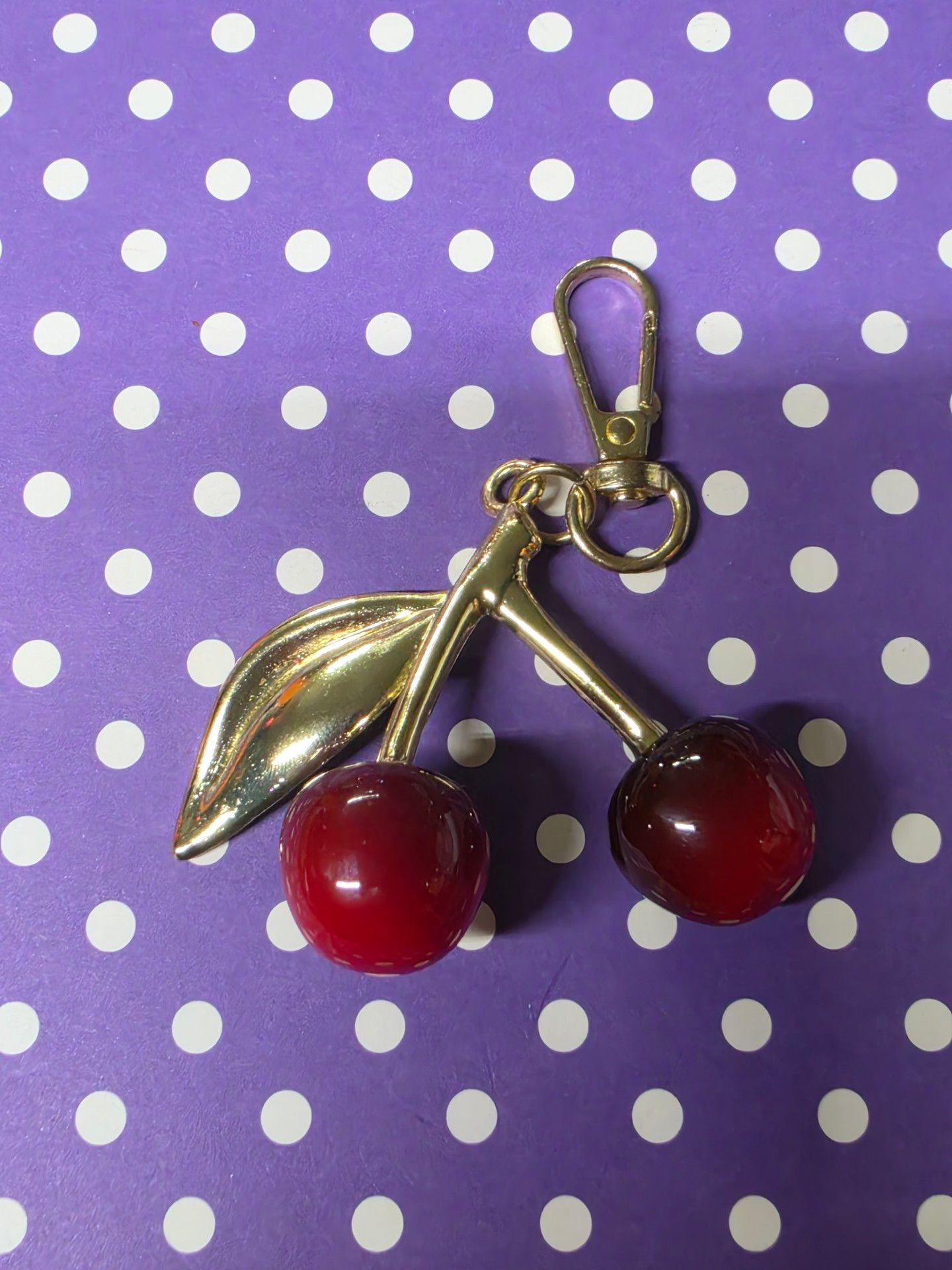 Unique Bargains Cherry Handbag Charm Gold Tone Red 2