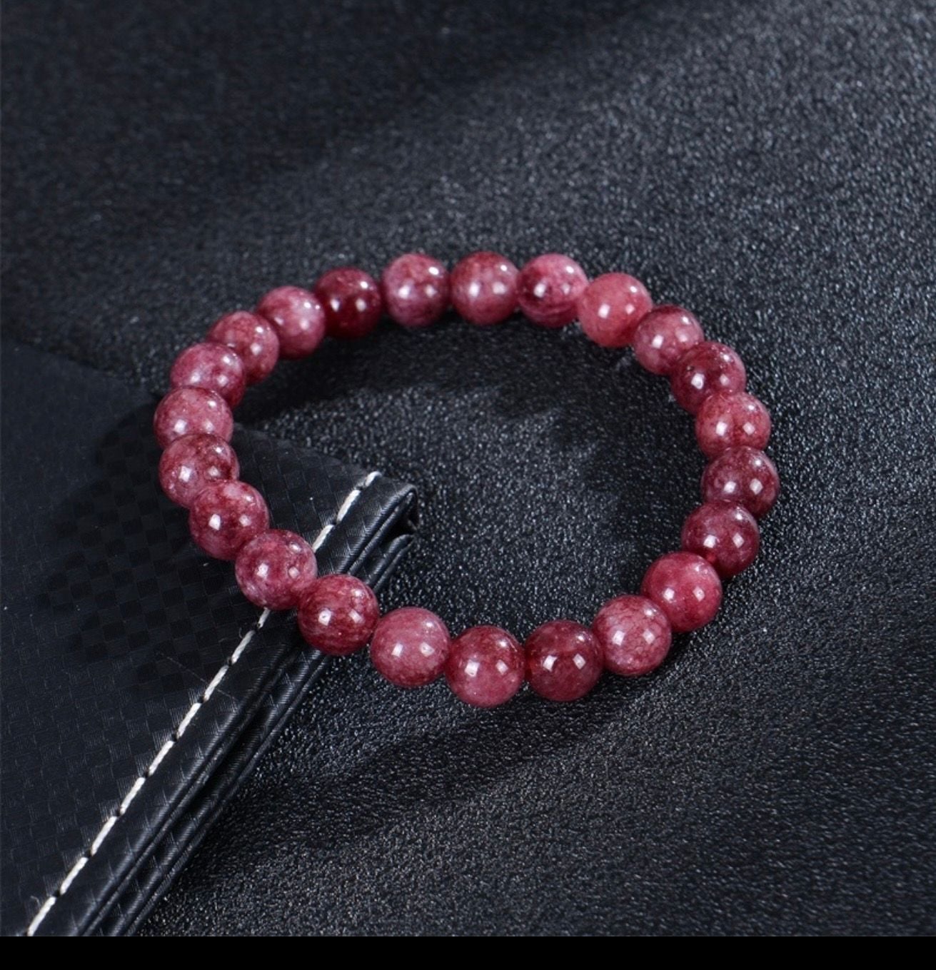 Everful Strawberry Quartz Beaded Bracelet Red Crystal Stretch 2