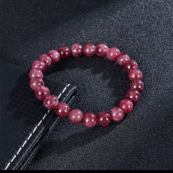 Everful Strawberry Quartz Beaded Bracelet Red Crystal Stretch
