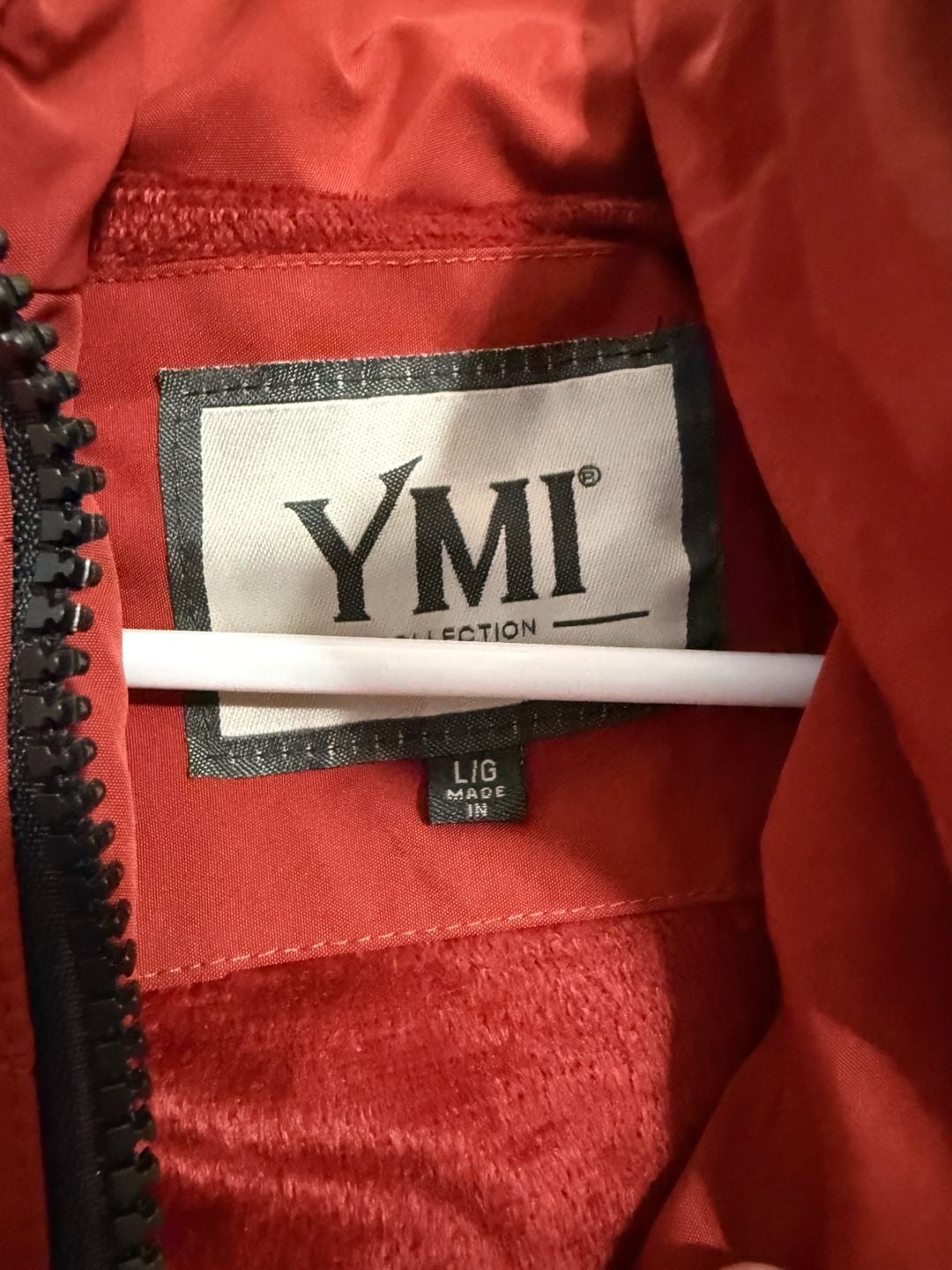 YMI Puffer Jacket Size L Red Faux Fur Hood Quilted Coat 4