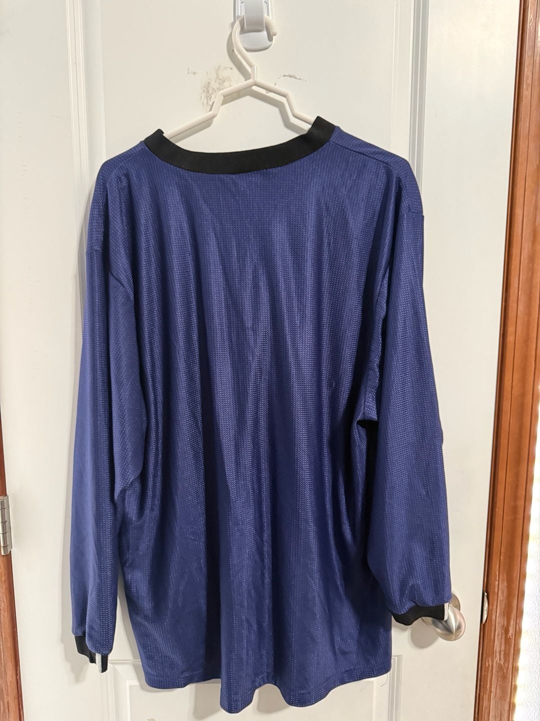 Adidas Vintage 90s Mesh Soccer Jersey Size XL Blue Long Sleeve V-Neck 3