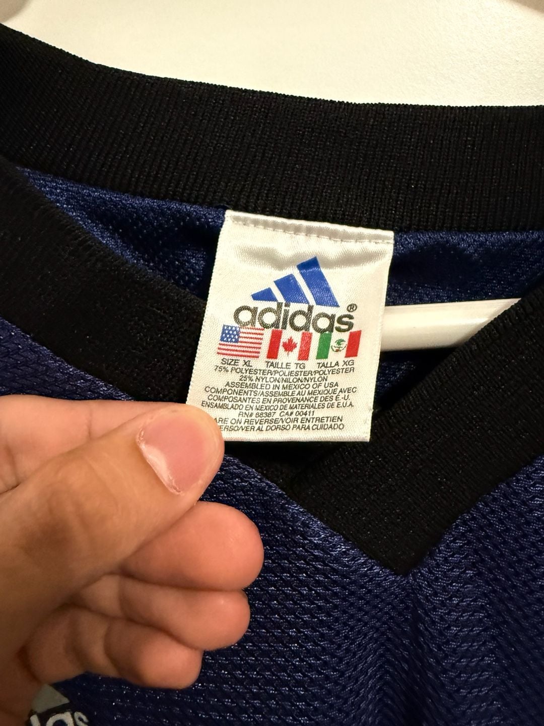 Adidas Vintage 90s Mesh Soccer Jersey Size XL Blue Long Sleeve V-Neck 4