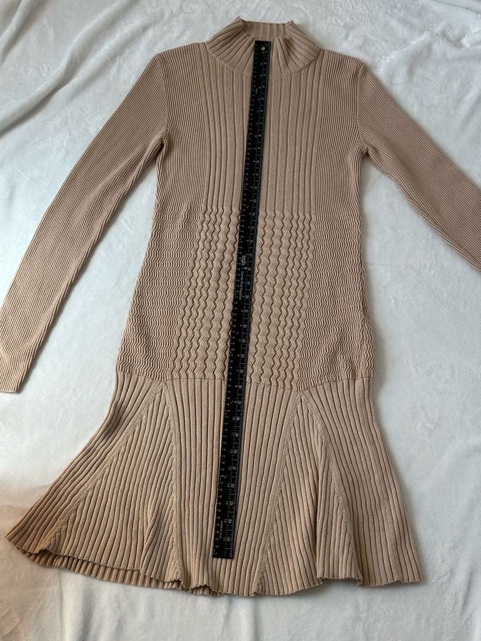 LACOSTE Tan Cotton/Wool Textured Knit Midi Dress Size 40/US M 12