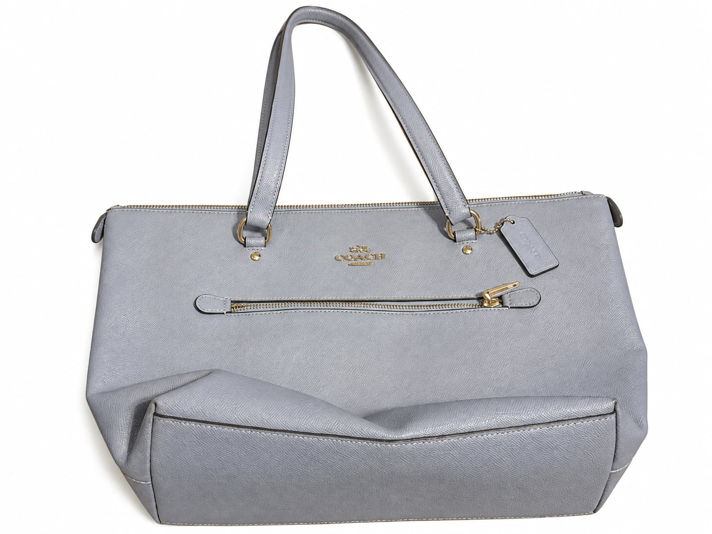 Coach F79608 Gallery Tote Bag Blue Crossgrain Leather Silver Hardware 2