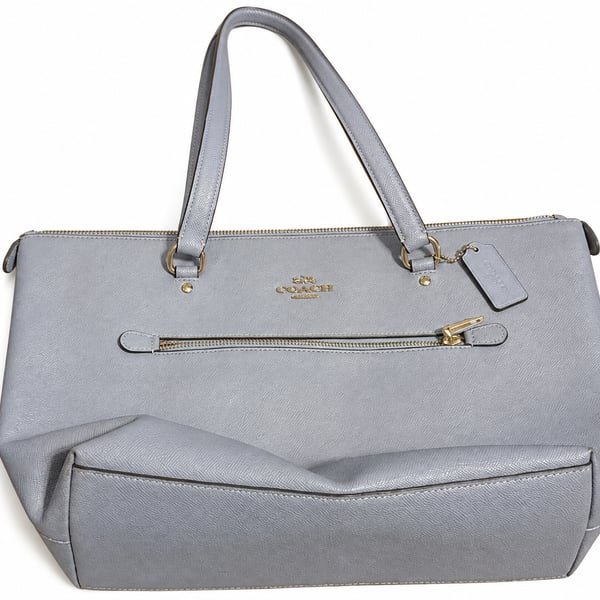Coach F79608 Gallery Tote Bag Blue Crossgrain Leather Silver Hardware