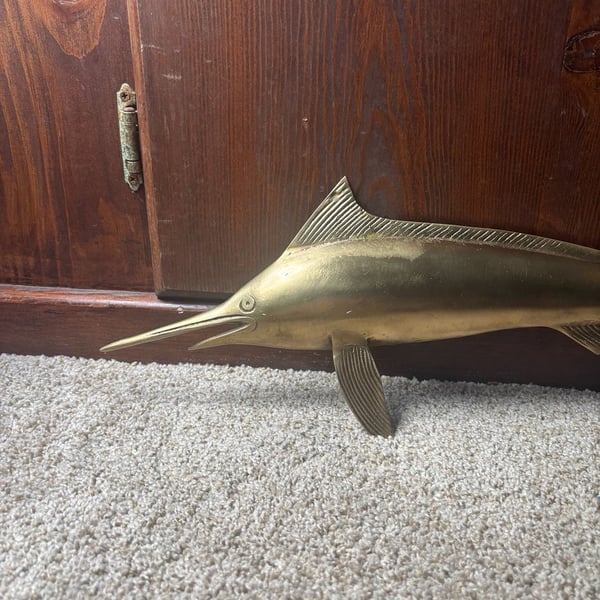 Vintage Brass Marlin Fish Figurine Statue