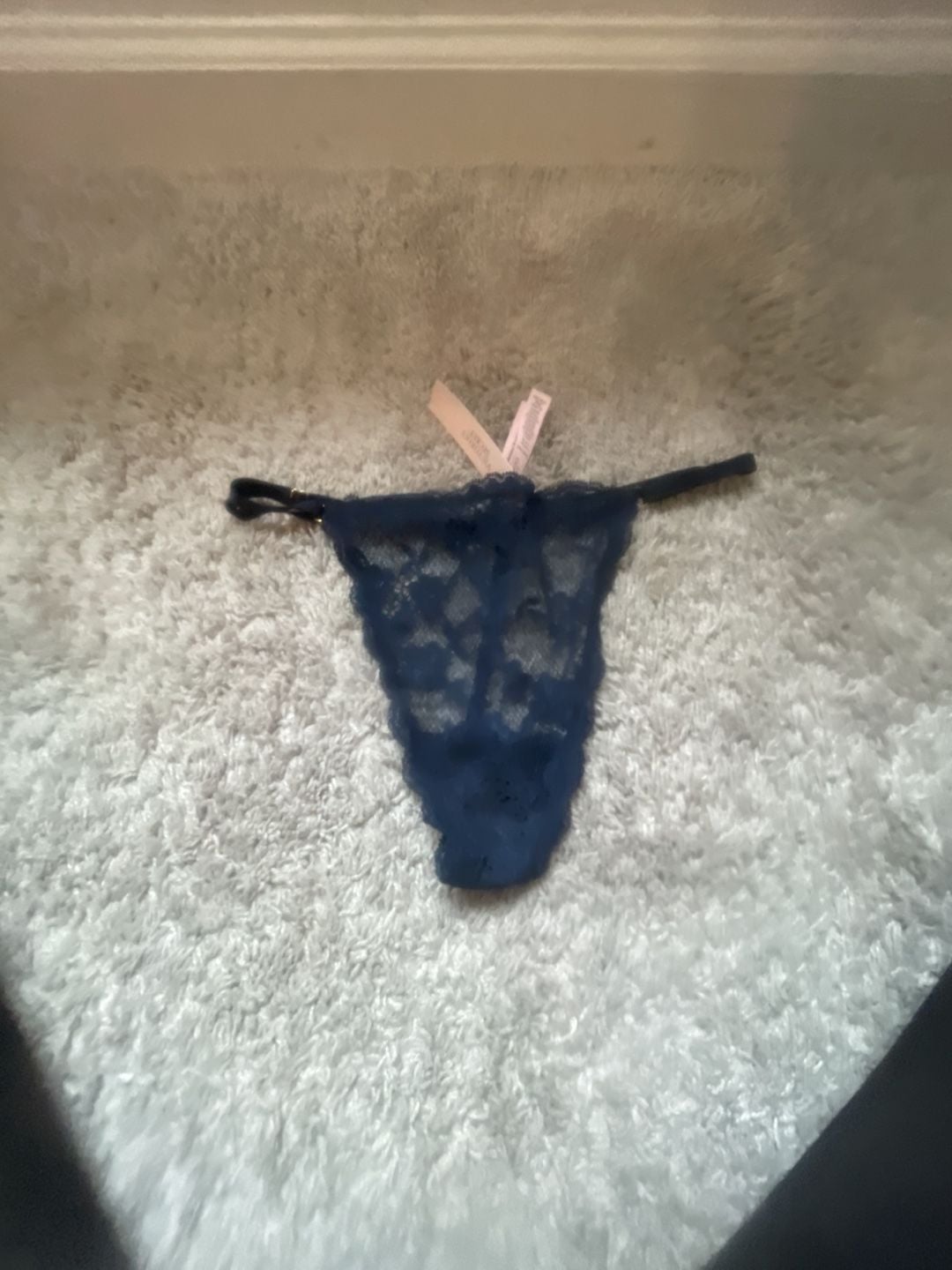 Victoria's Secret Rhinestone Lace Shine Strap Thong Panty Color Green NWT 1