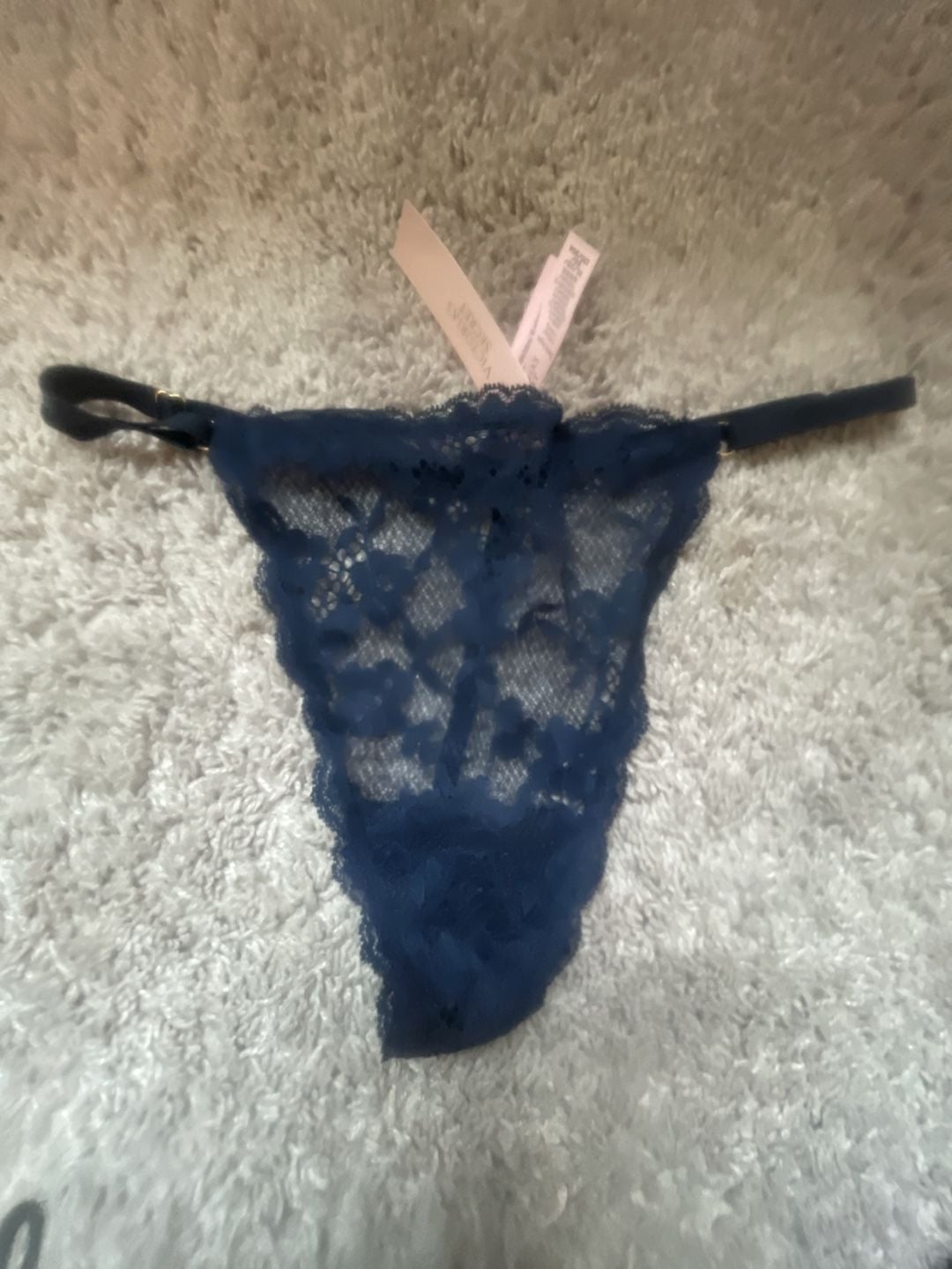 Victoria's Secret Rhinestone Lace Shine Strap Thong Panty Color Green NWT 2