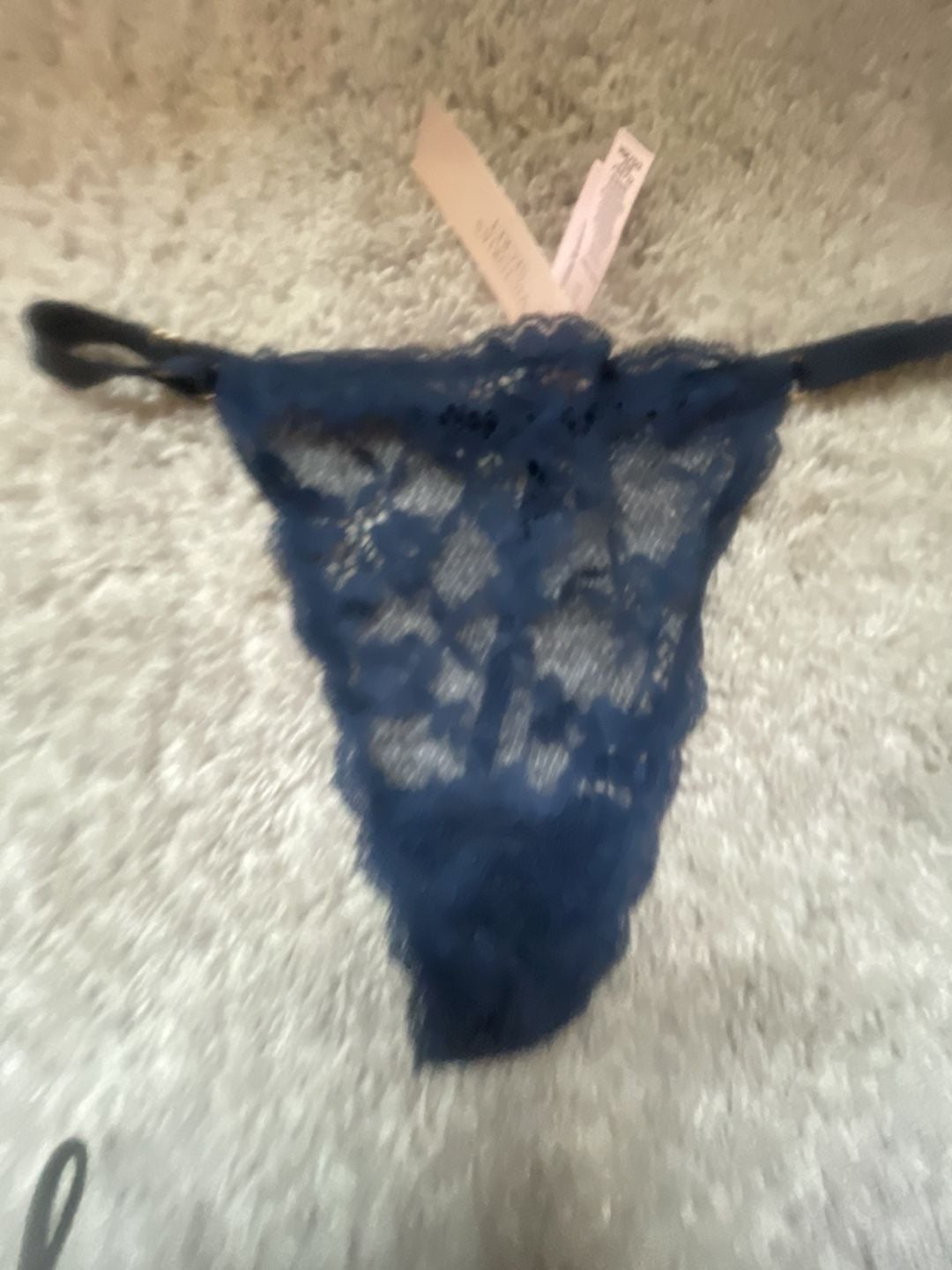Victoria's Secret Rhinestone Lace Shine Strap Thong Panty Color Green NWT 3