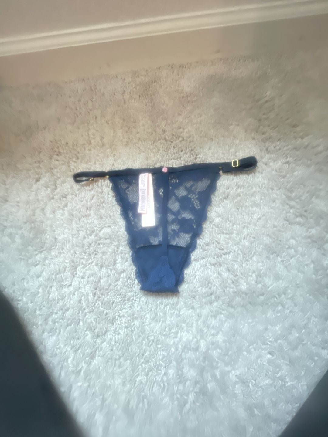 Victoria's Secret Rhinestone Lace Shine Strap Thong Panty Color Green NWT 8