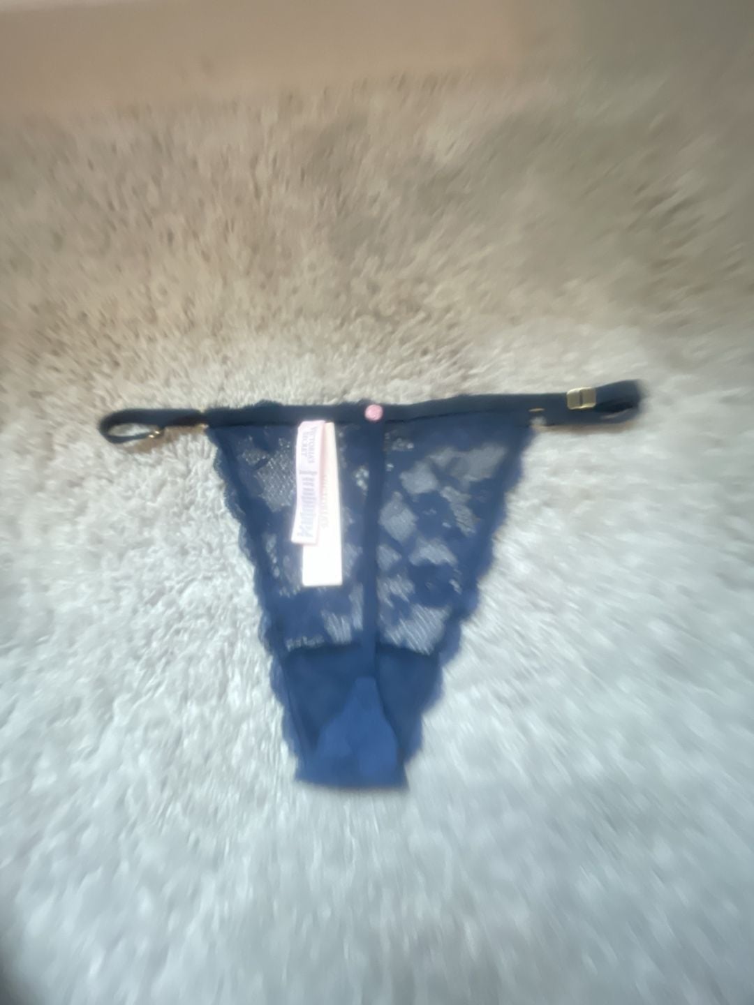 Victoria's Secret Rhinestone Lace Shine Strap Thong Panty Color Green NWT 9