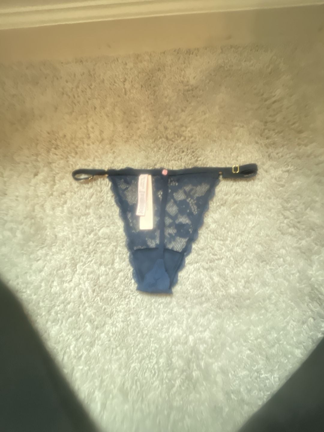 Victoria's Secret Rhinestone Lace Shine Strap Thong Panty Color Green NWT 11