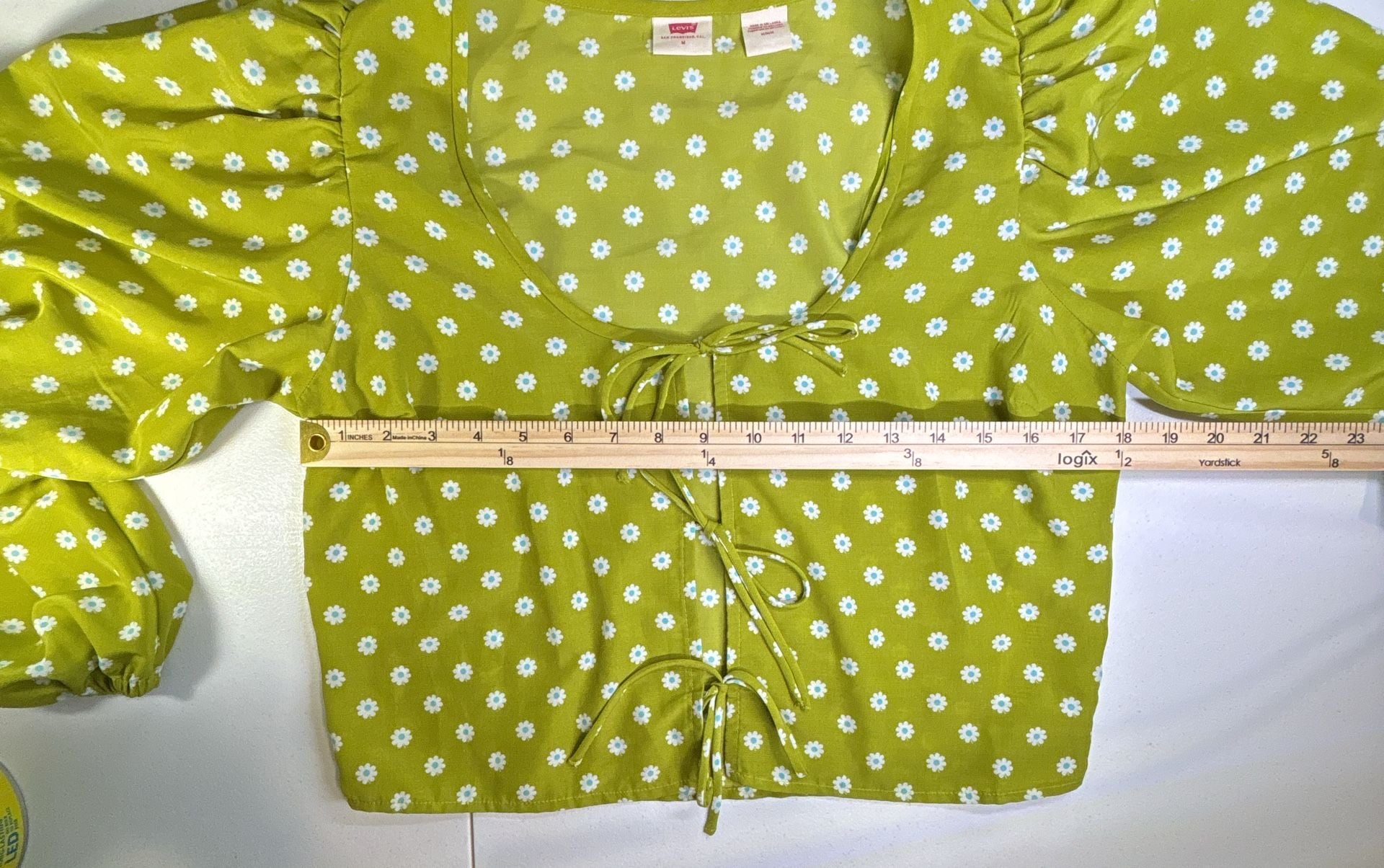 Levi's Embry Tie Blouse Green Floral Daisy 7