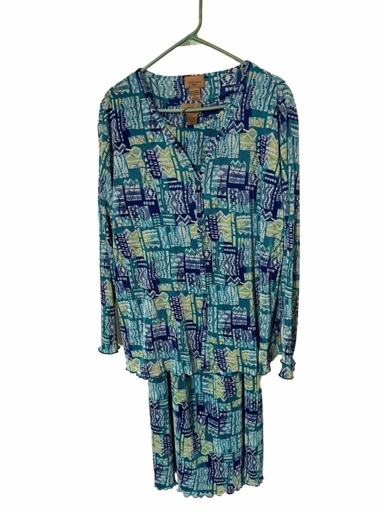 Choices Woman Pleated 3 pc. Outfit Set Size 2X/3X Blue 1