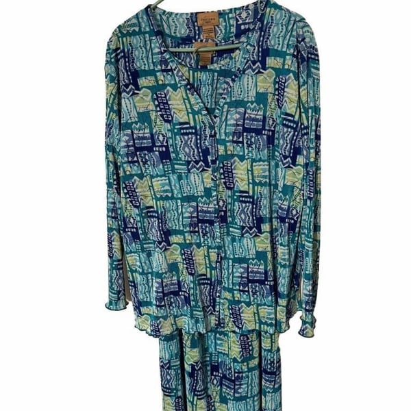 Choices Woman Pleated 3 pc. Outfit Set Size 2X/3X Blue