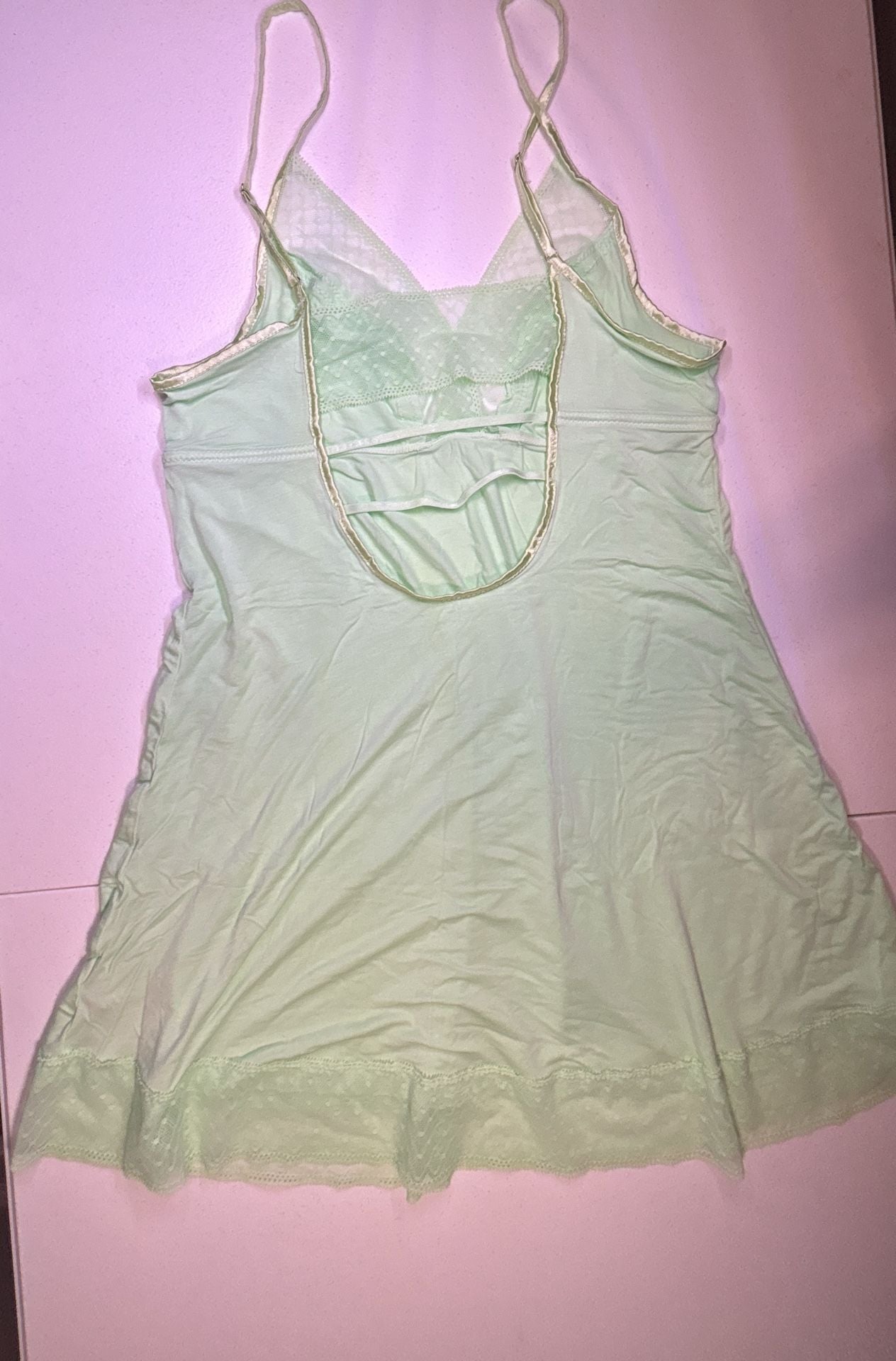Cosmopolitan Babydoll Green Lace Chemise Nightgown 4
