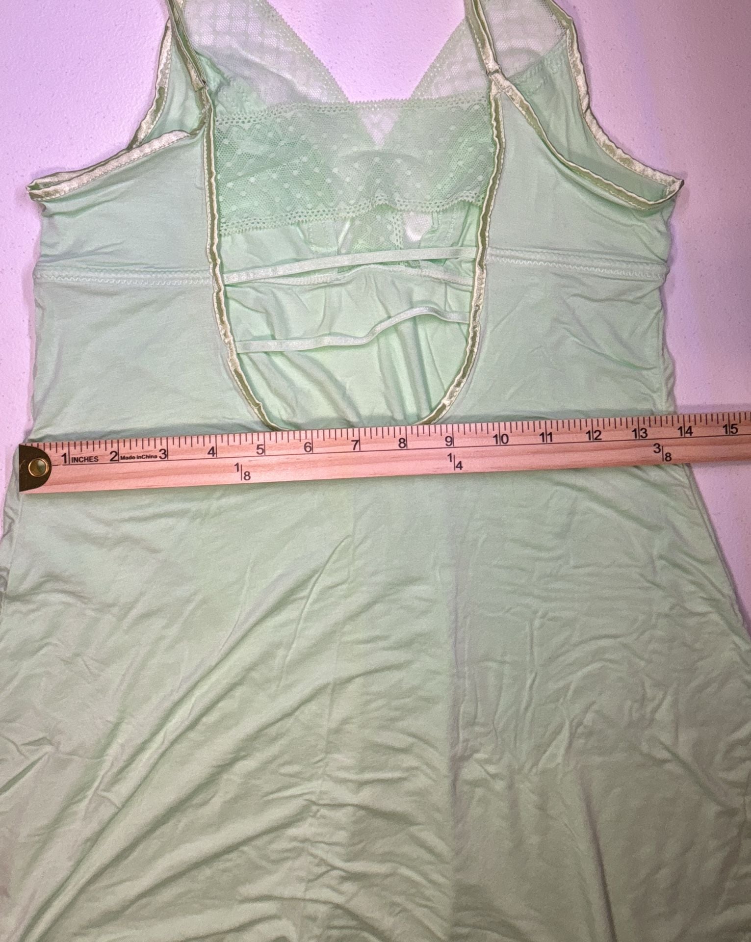 Cosmopolitan Babydoll Green Lace Chemise Nightgown 6