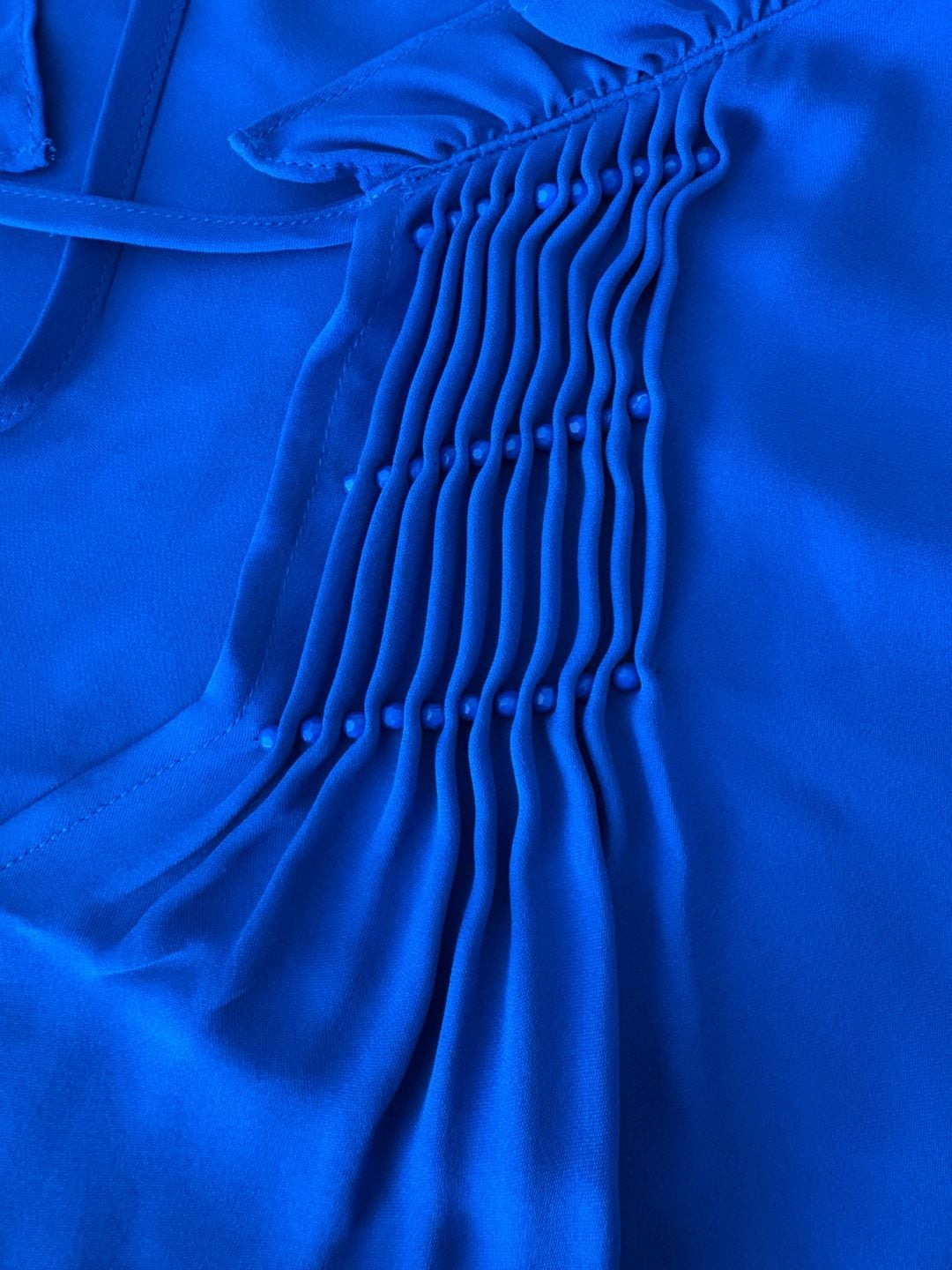 Kobi Halperin Silk Blouse Size M Blue Ruffle Neck Keyhole Long Sleeve 9