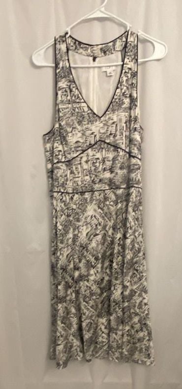 Ann Taylor LOFT Black and White Toile Print Sleeveless Dress Size 12 3