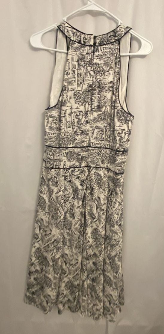 Ann Taylor LOFT Black and White Toile Print Sleeveless Dress Size 12 4