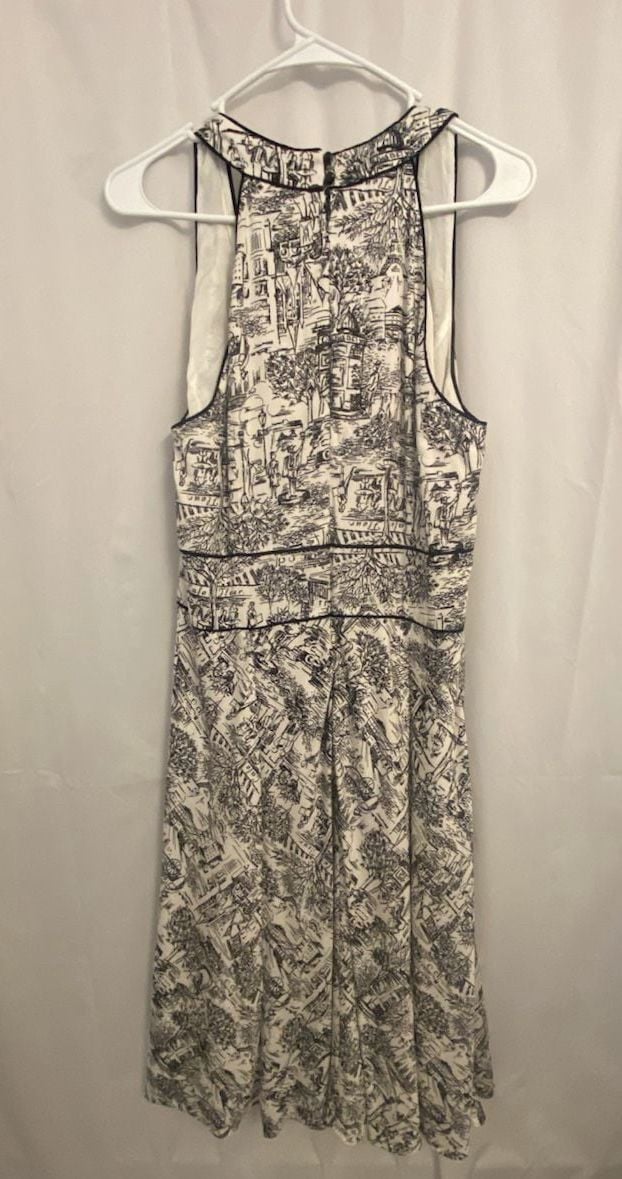 Ann Taylor LOFT Black and White Toile Print Sleeveless Dress Size 12 5