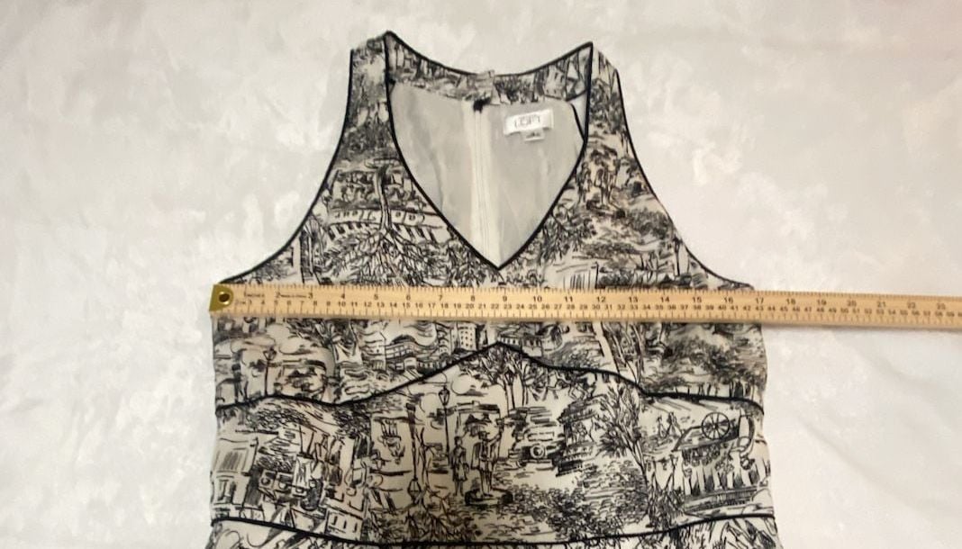 Ann Taylor LOFT Black and White Toile Print Sleeveless Dress Size 12 7