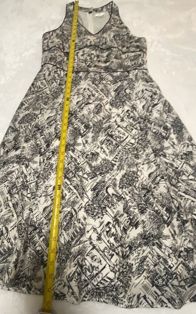 Ann Taylor LOFT Black and White Toile Print Sleeveless Dress Size 12 9