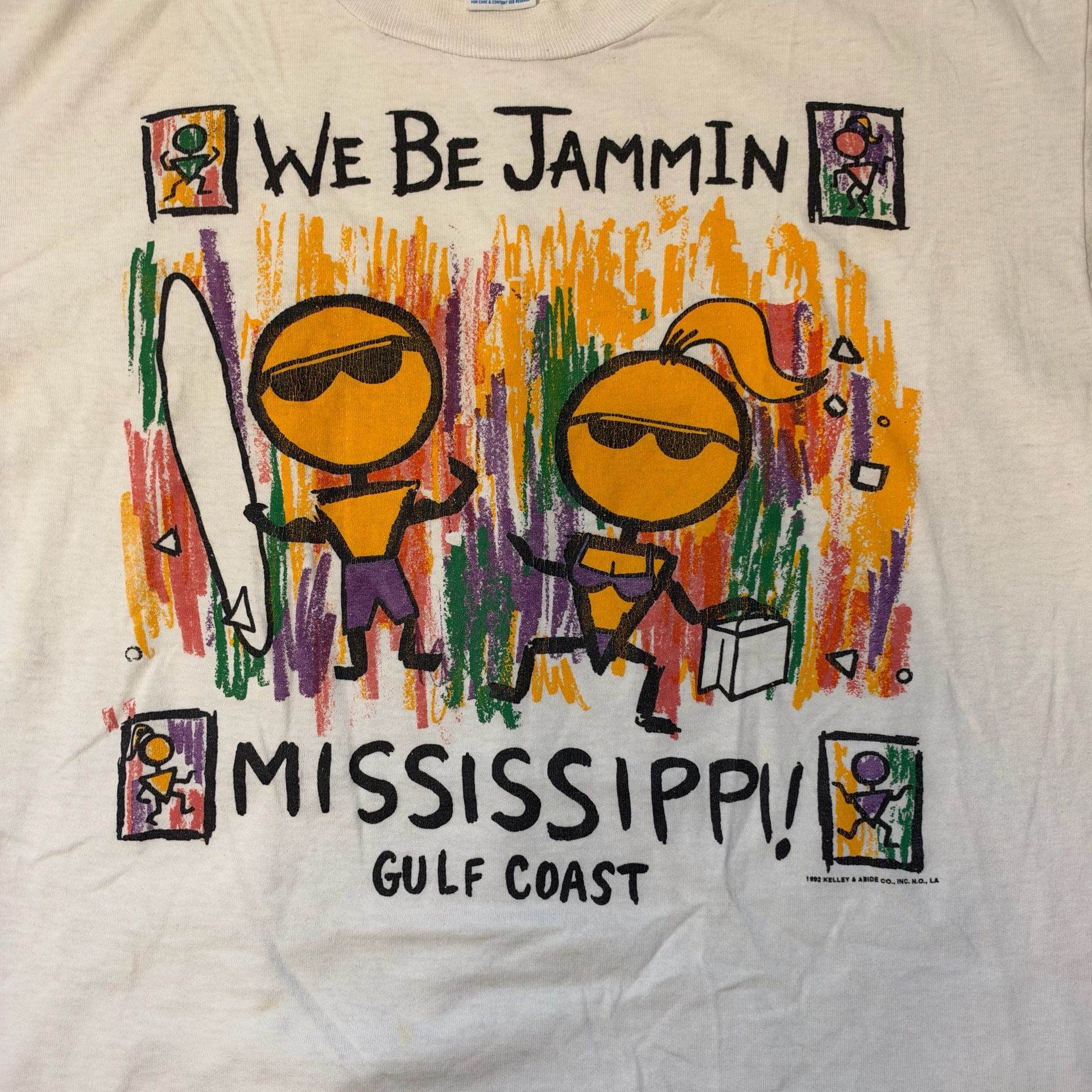 Vintage 1992 Jerzees We Be Jammin Mississippi Gulf Coast T-Shirt White Size Large 3