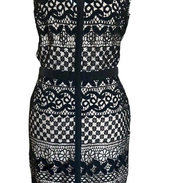 Marciano Rory Guipure Lace Dress Size S Black Nude