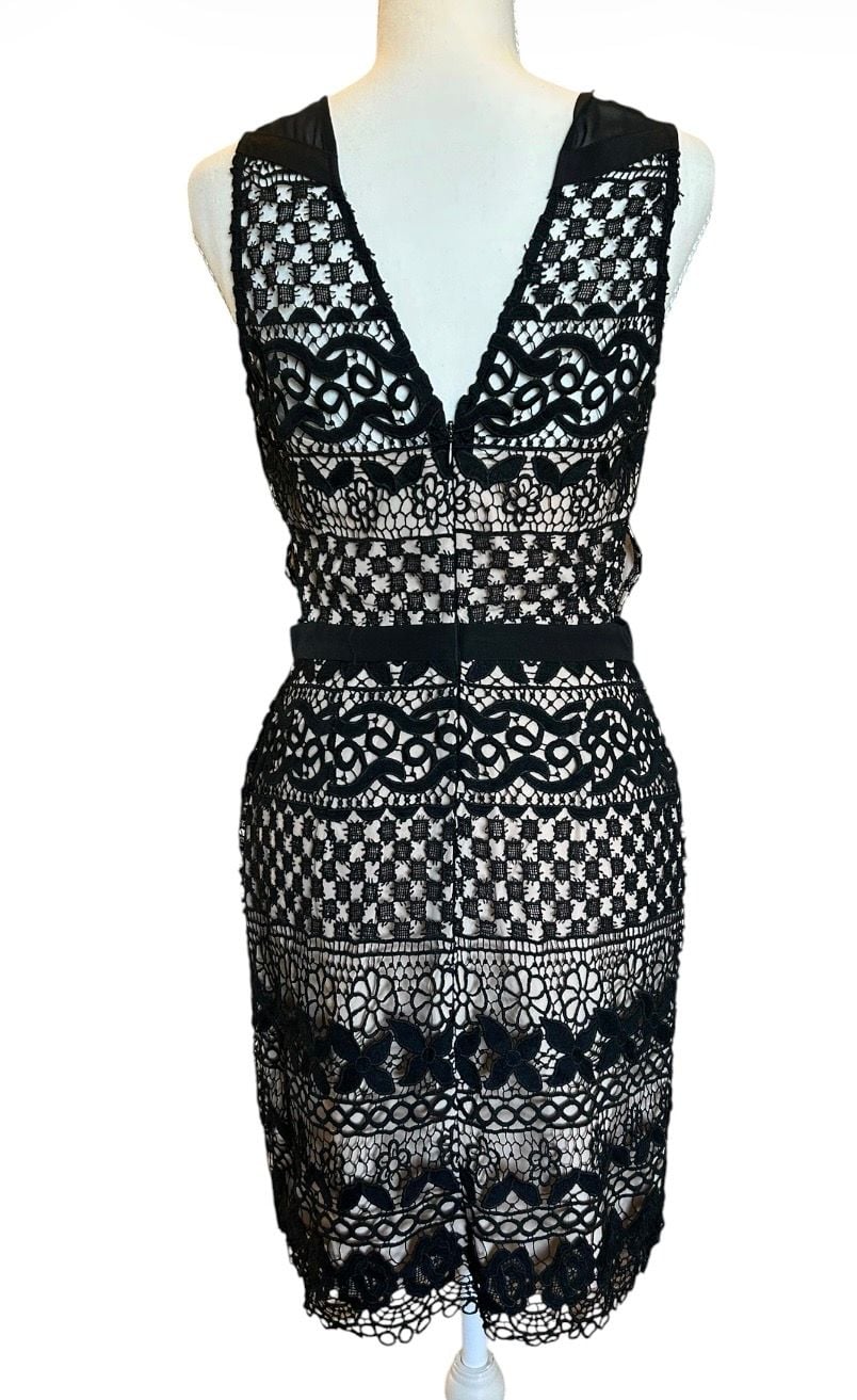 Marciano Rory Guipure Lace Dress Size S Black Nude 3