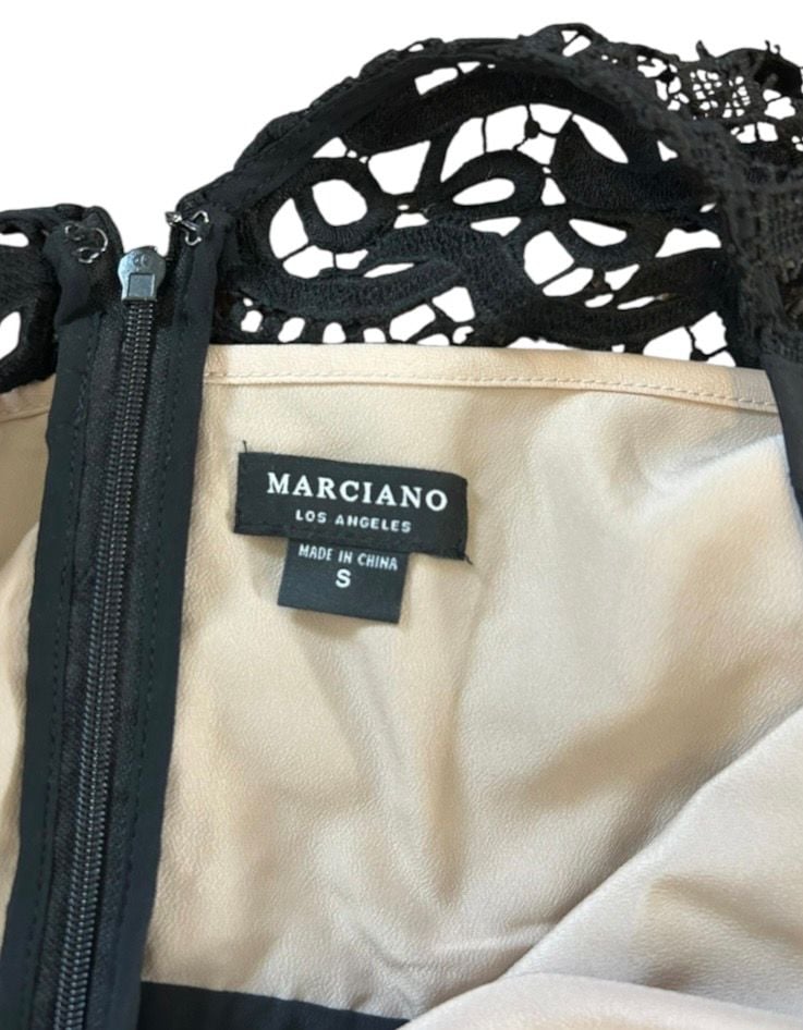 Marciano Rory Guipure Lace Dress Size S Black Nude 4