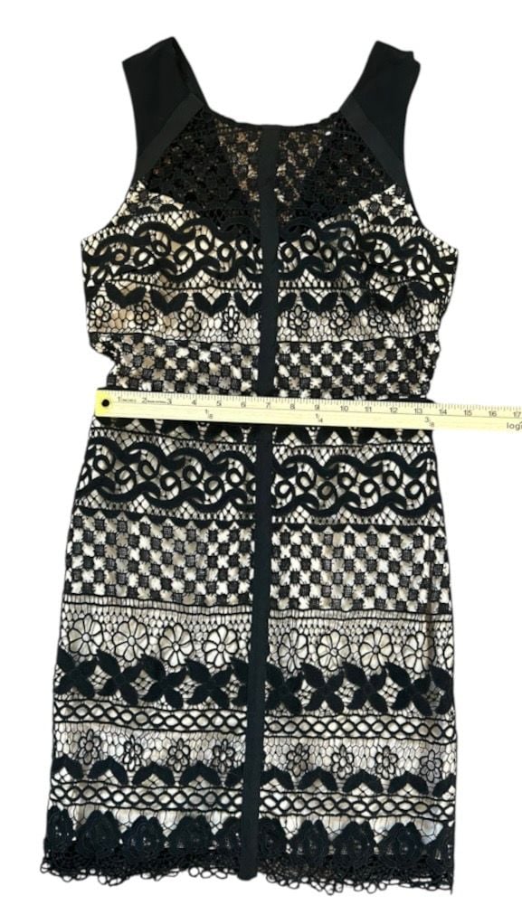 Marciano Rory Guipure Lace Dress Size S Black Nude 5