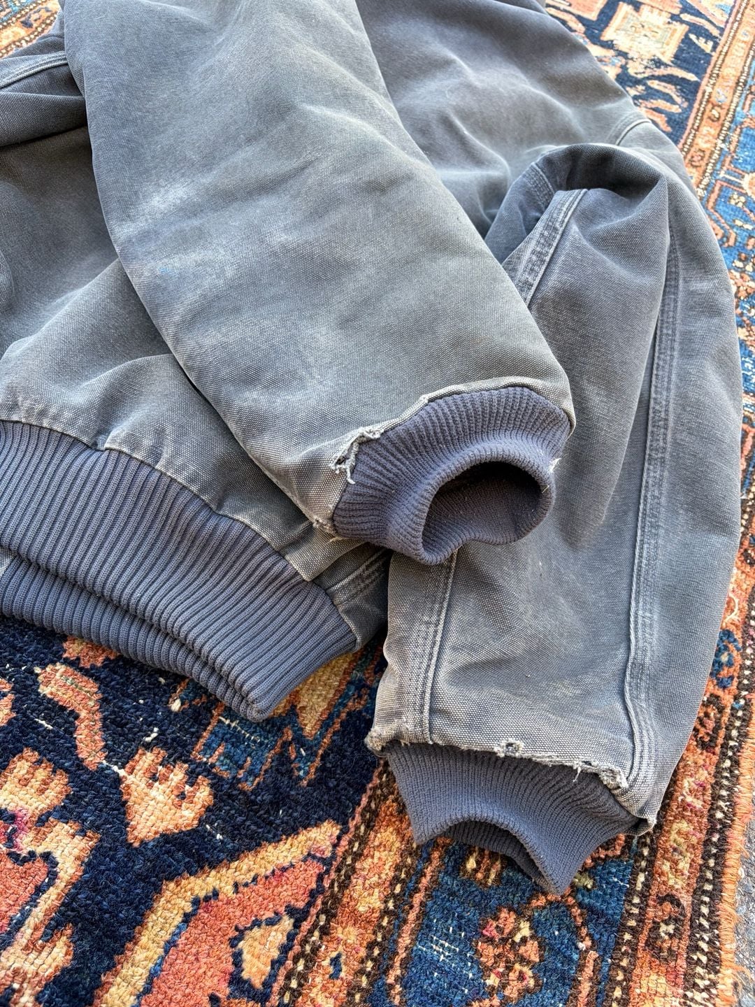 Vintage Carhartt J130 PTL Zip Hooded Canvas Jacket Size L Faded grey 9