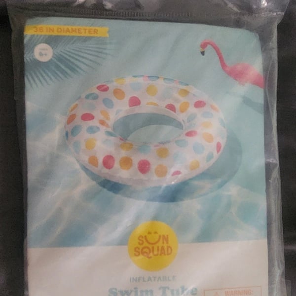 Sun Squad Inflatable Swim Tube 36 Inch Polka Dot Pool Float New